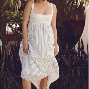 English Factory Sleeveless Square-Neck Twofer Midi Dresss